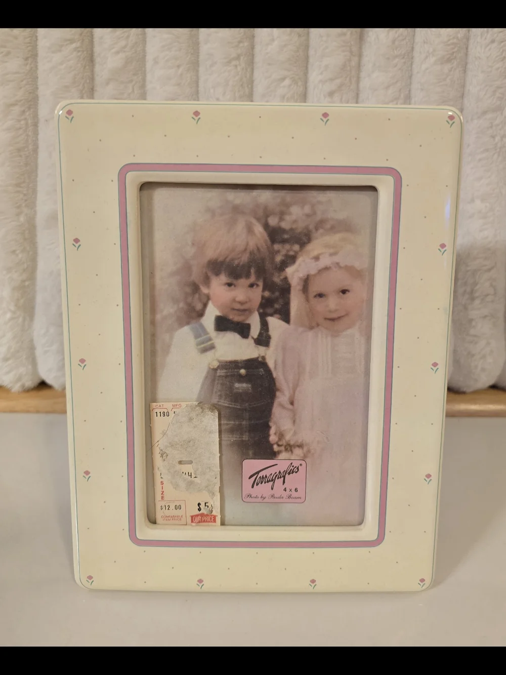 NWOB Vintage Terragraphics Ceramic Floral 4x6 Photo Frame Cottagecore